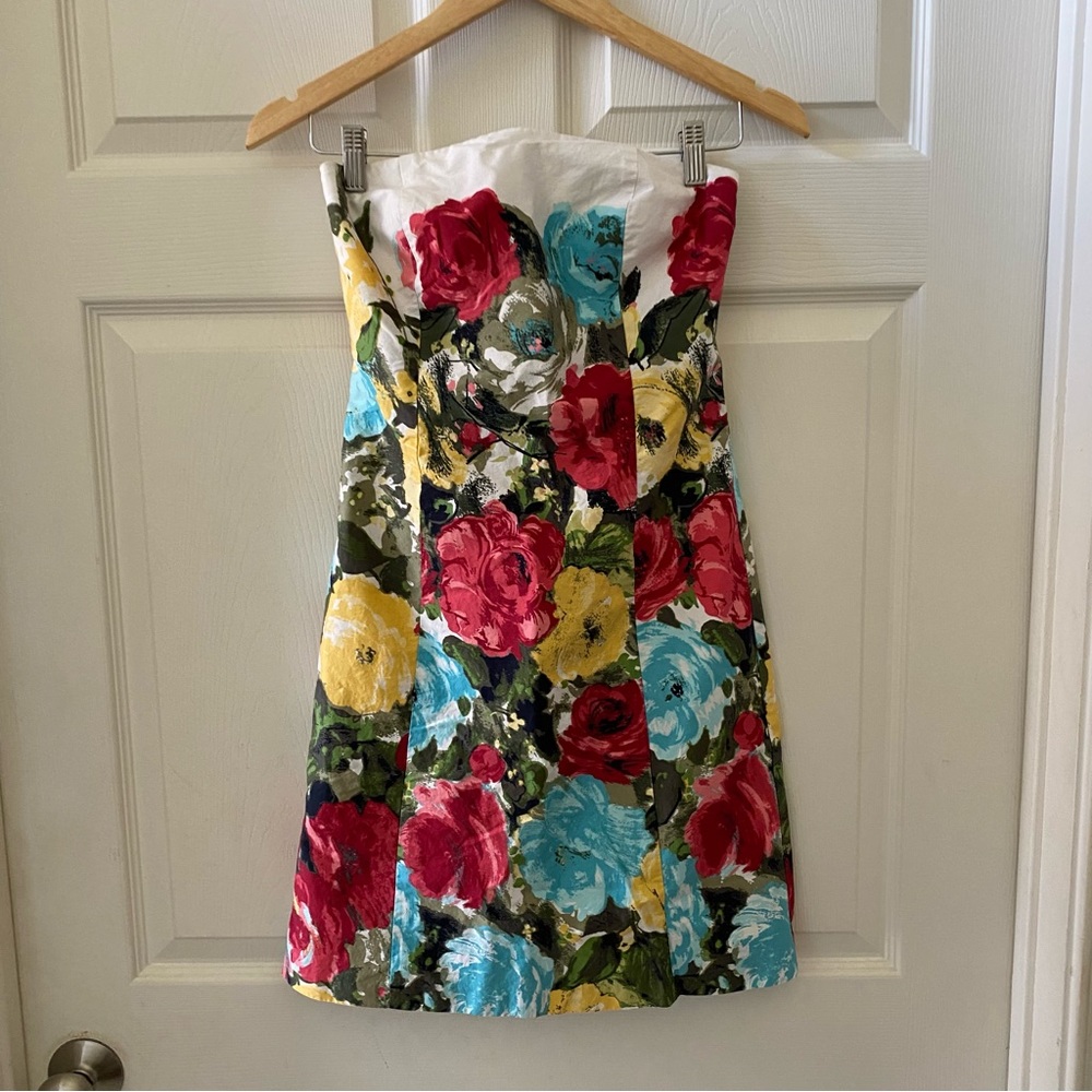 Ann Taylor Loft Floral Strapless Dress